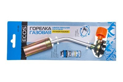 Купить Горелка газовая ECOS GT‑03 портативная цанговая 2.9 кВт 190×39×67 мм в Ярославле.
